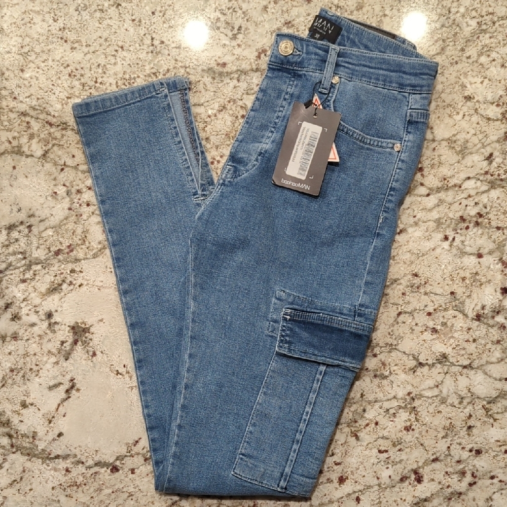 Men's BooHoo Skinny Cargo Jeans